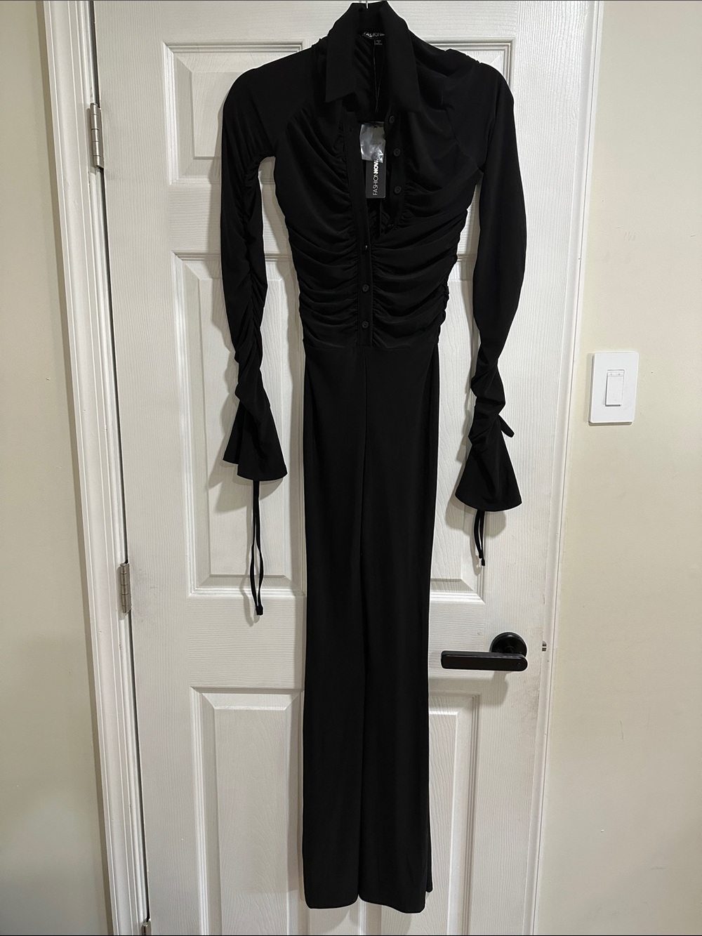 Black Ruched Jumpsuit